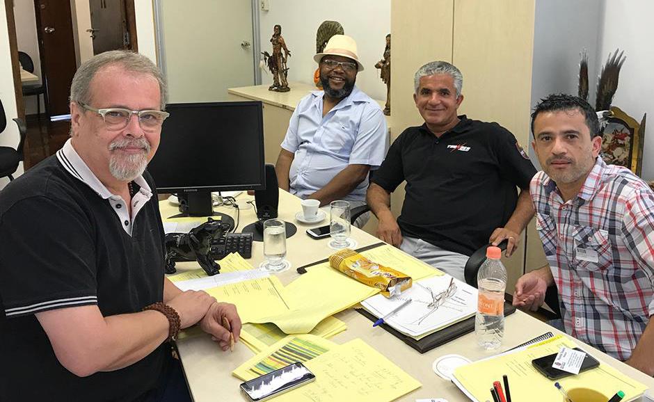 Da esquerda para a direita: Ricardo Teixeira (Verador PROS/SP), Jadir Nascimento (Secretário Geral), Toninho Oliveira (Pato) e Ednei Procópio (pré-candidato a Deputado Estadual por São Paulo)