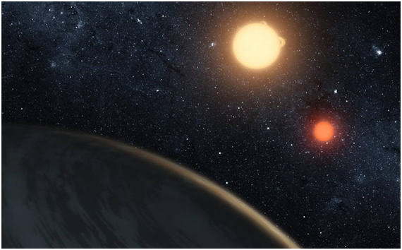 O planeta Kepler-16b orbitando duas estrelas | Fonte da foto Nasa/Reuters