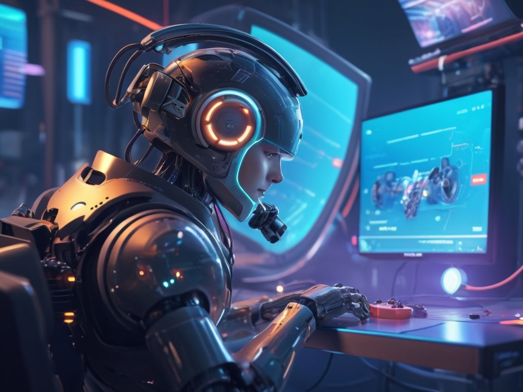 Imagem criada por Leonardo.ai à partir do seguinte prompt: “Generative Artificial Intelligence playing VideoGames”