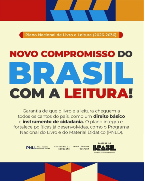 O novo Plano Nacional do Livro e Leitura (PNLL 2026-2036) chegou para colocar o livro no centro da vida brasileira! 📖✨ O objetivo é garantir que a leitura deixe de ser um privilégio e se torne um direito real para todos, esteja a pessoa em uma grande cidade, em uma área rural ou em uma periferia. O plano se compromete com a renovação de bibliotecas, com investimento na cultura digital e com a valorização da diversidade das histórias que formam o Brasil. 