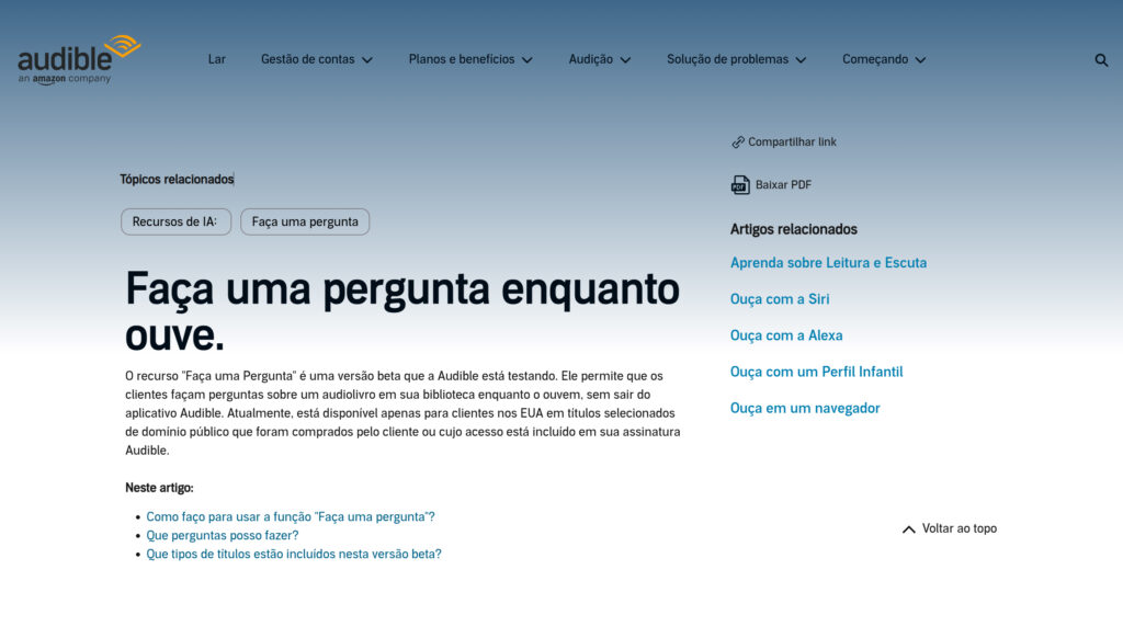 Audible — Ask a Question | Perguntas Durante a Escuta de Audiolivros