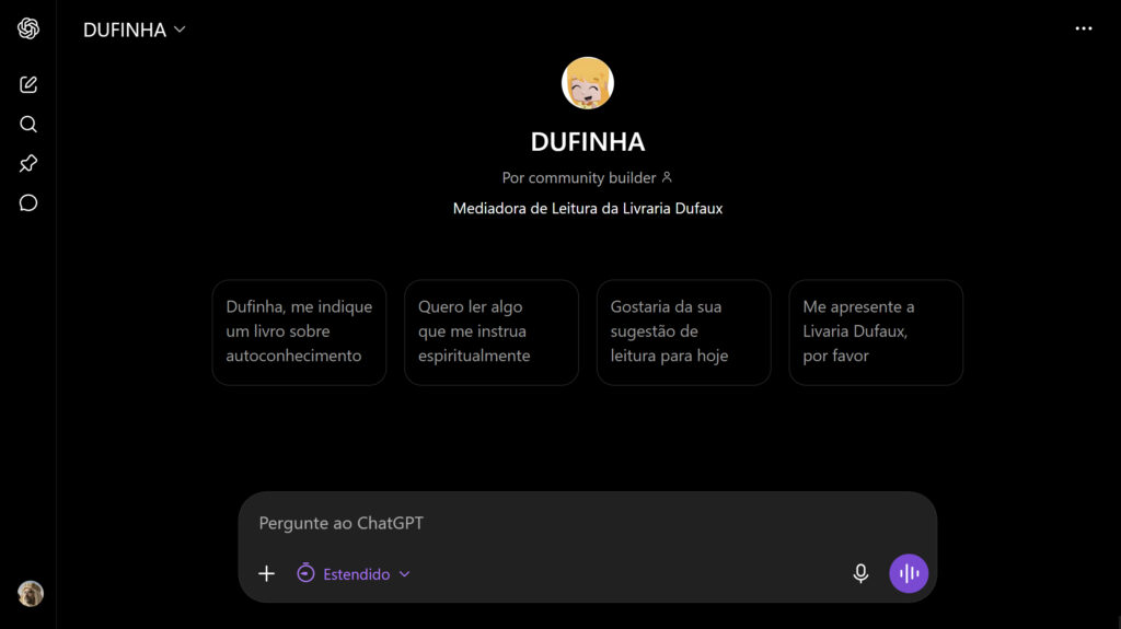 Dufinha | Mediadora de Leitura da Livraria Dufaux