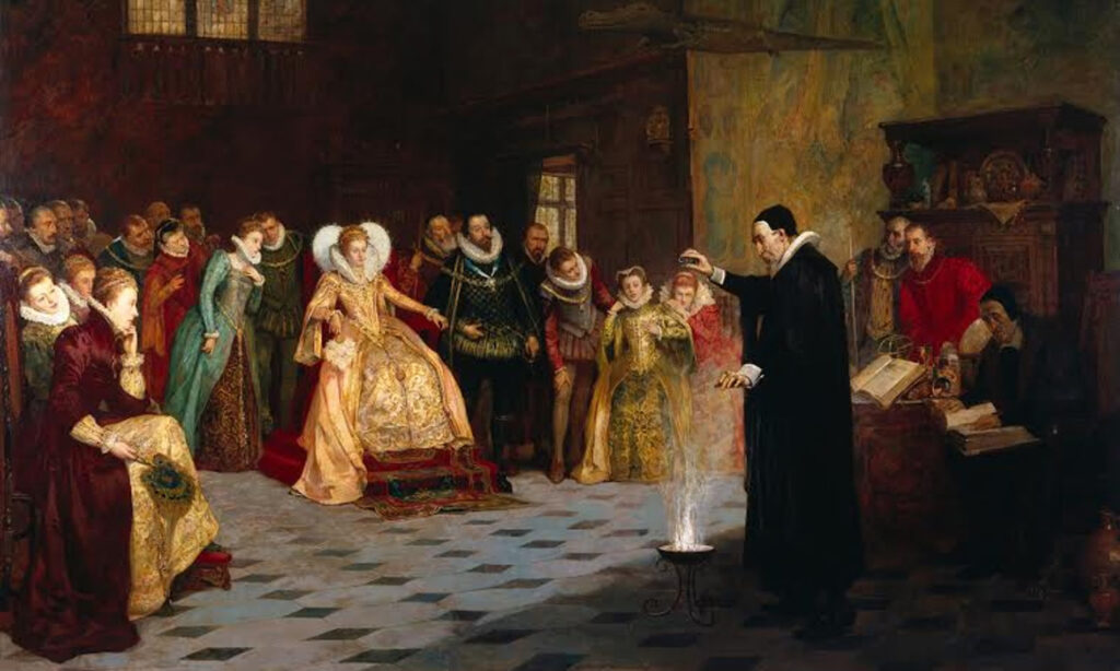 John Dee realizando um experimento diante de Elizabeth I, por Henry Gillard Glindoni. Fotografia: Wellcome Library