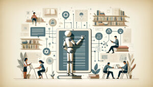 Imagem criada por DALL-e à partir do prompt: "The Generative AI Revolution in the Editorial and Literary Market"