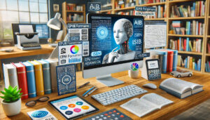 Imagem criada via DALL-e à partir do prompt: “Criando eBooks Profissionais com Inteligência Artificial”